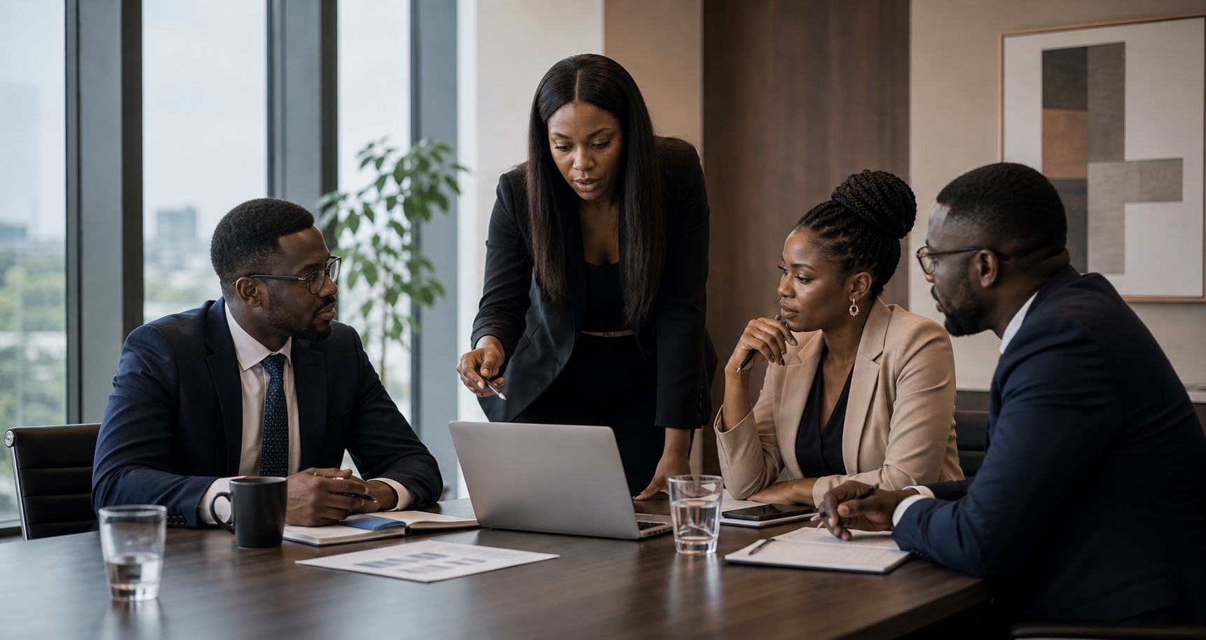 Modern office workspace for business and legal insight writing.